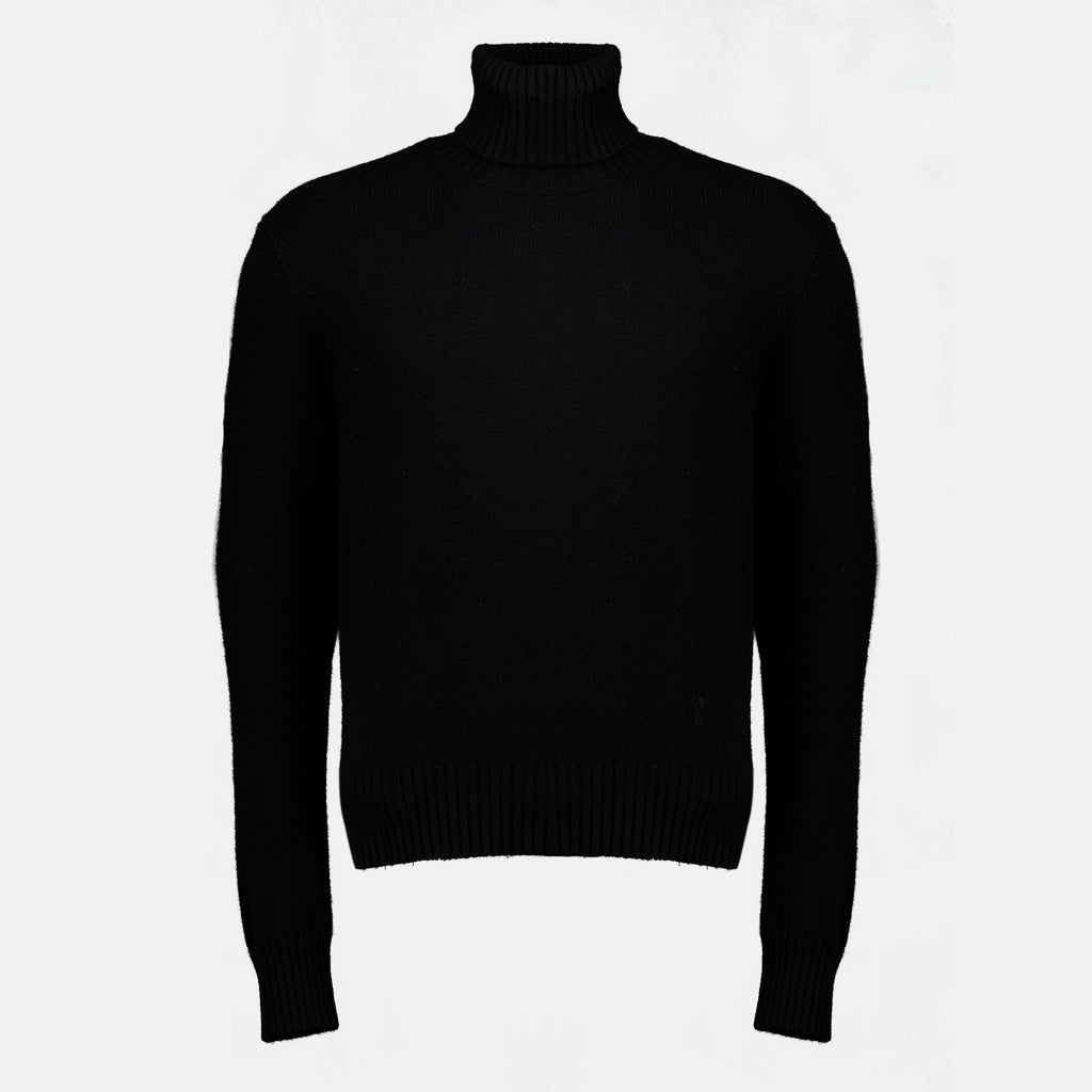 Maille Pull col roulé AMI de coeur noir Ami PARIS Noir Homme