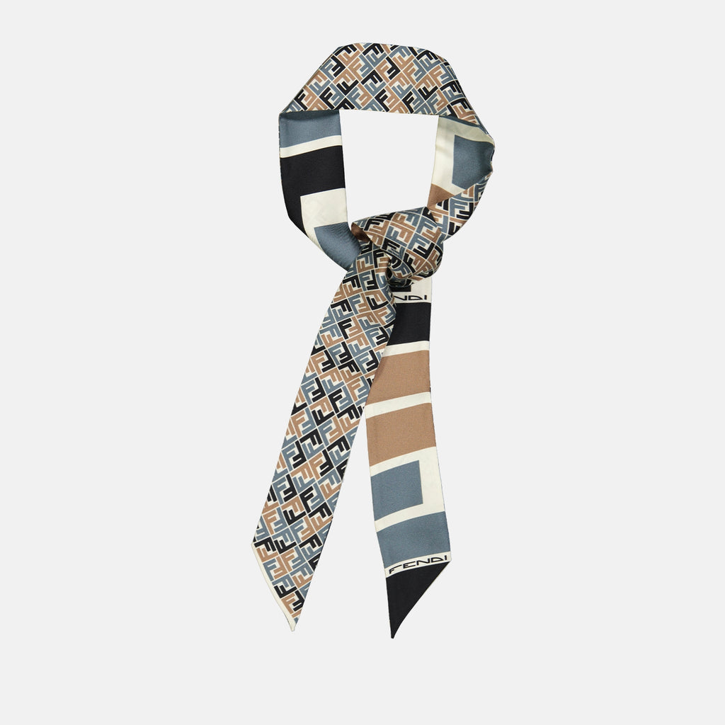 Écharpes, foulards et gants Wrappy en soie FF Fendi Bleu Femme