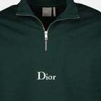 Image de l'article Pull à col zippé en molleton de coton vert de la marque Dior pour Homme - Saison Printemps-Été 2026 - Vue détaillée_1