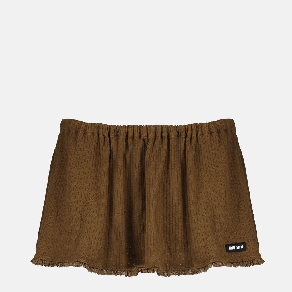 Jupes Mini jupe marron en coton Miu Miu Marron Femme