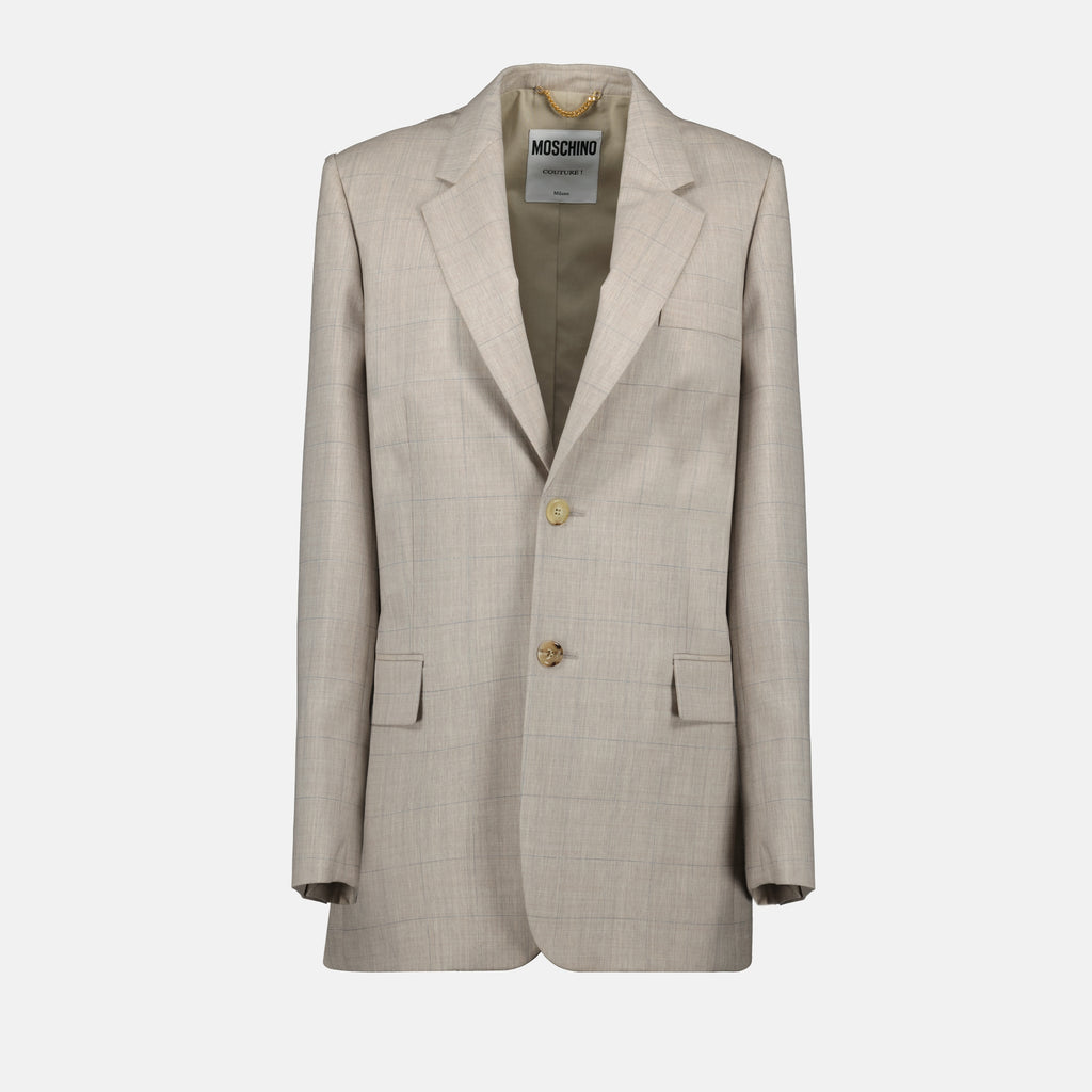 Vestes Blazer à carreaux Moschino Beige Femme