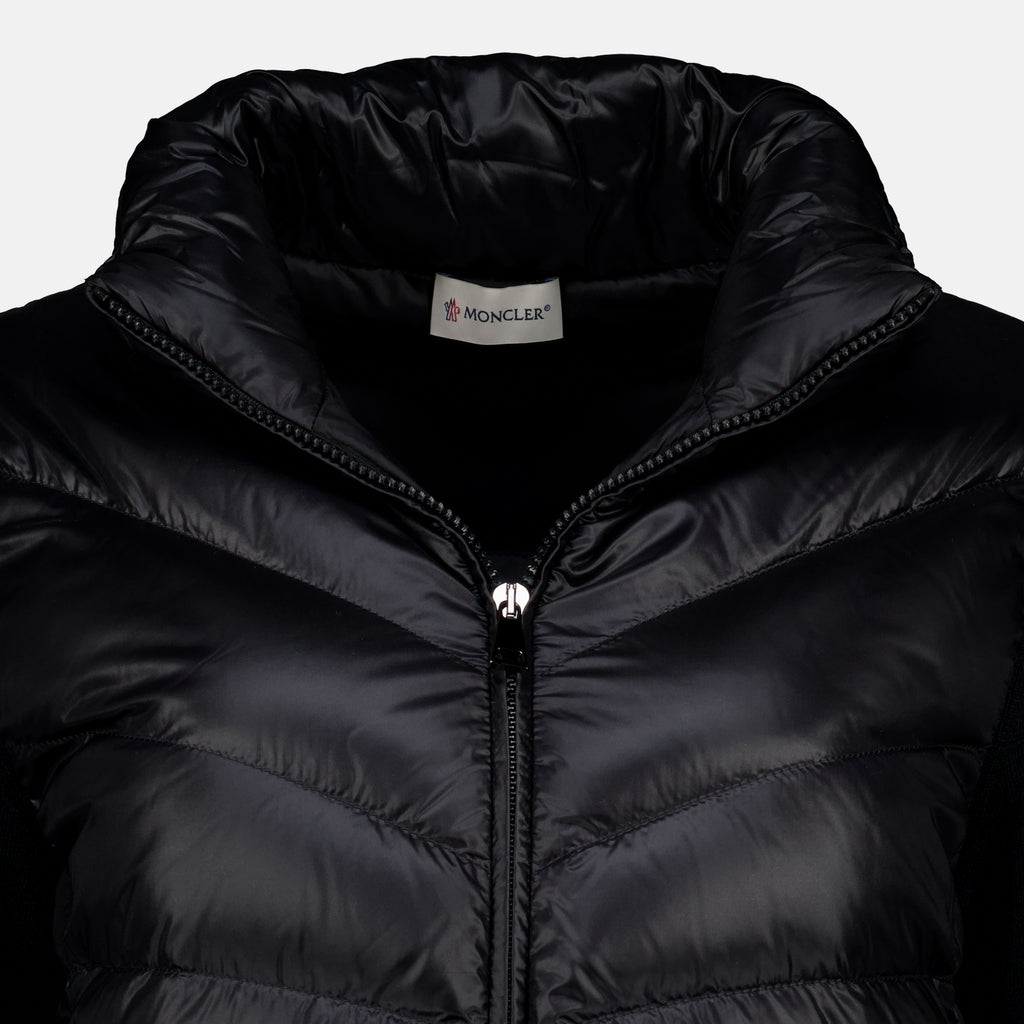 Vestes Cárdigan Negro de Dos Materiales Moncler Noir Femme