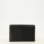 Sacs bandoulière カサンドル ウォレット ブラックレザー チェーン付き Saint Laurent Noir Femme