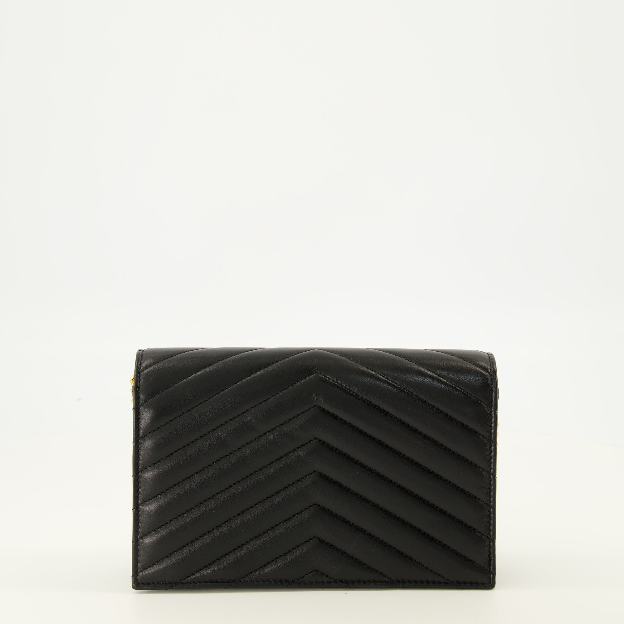 Sacs bandoulière Monedero Cassandre con Cadena de Cuero Negro Saint Laurent Noir Femme