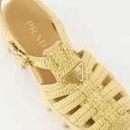 Zapatos abiertos Sandalias de rafia Monolith Prada Beige Femme