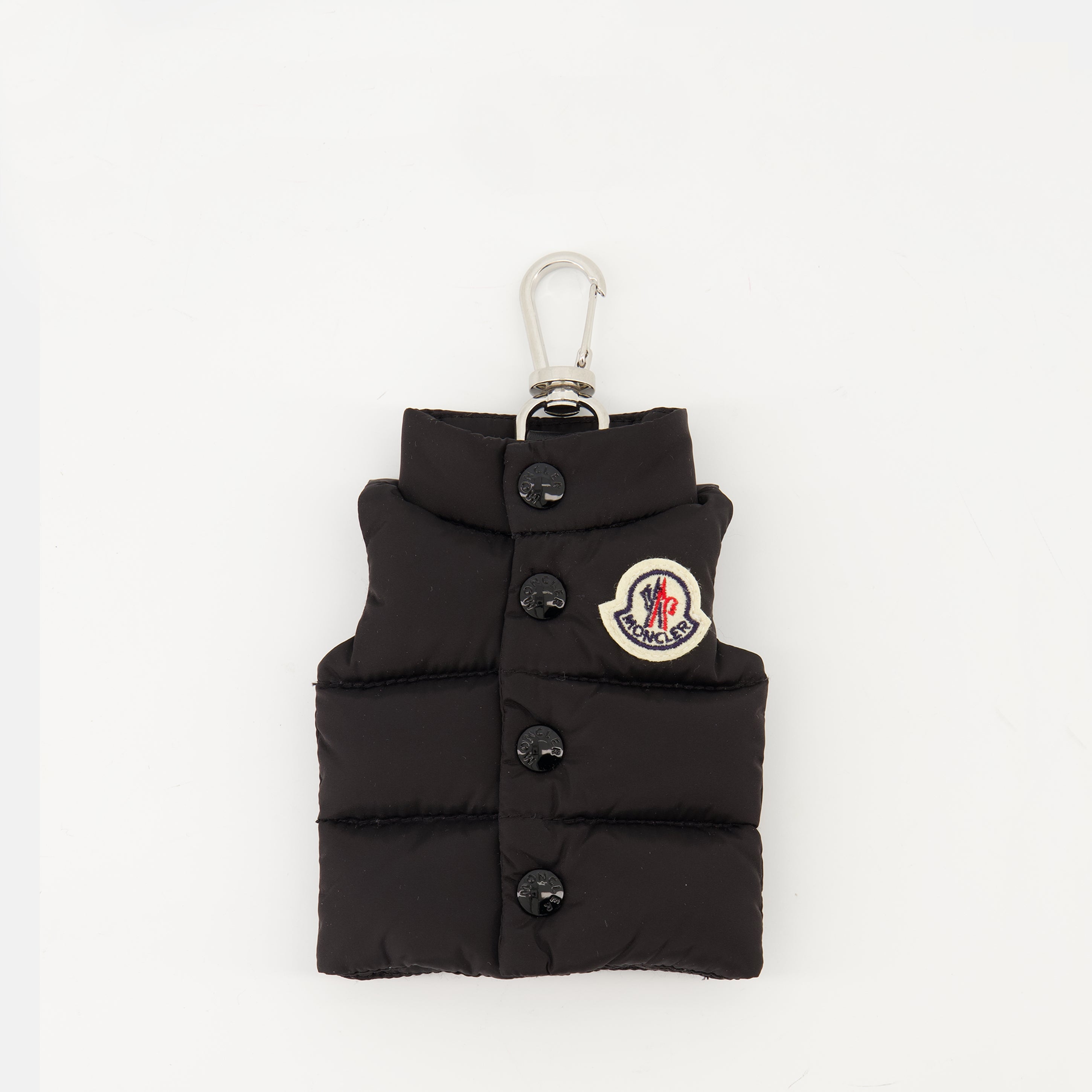 Image of the Moncler Men's Black Vest Keychain - Spring-Summer 2026 - Front View