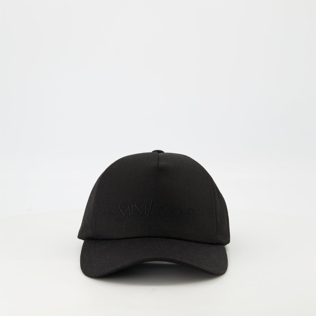 Hüte, caps und beanies Bestickte Baumwollmütze Saint Laurent Schwarz Homme