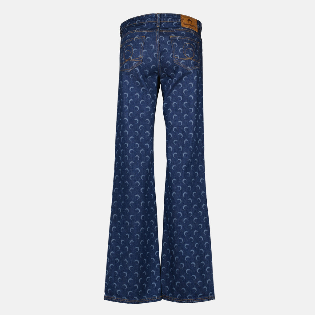 Pantalons Jeans Denim Moon in Blu Marine Serre Bleu Femme