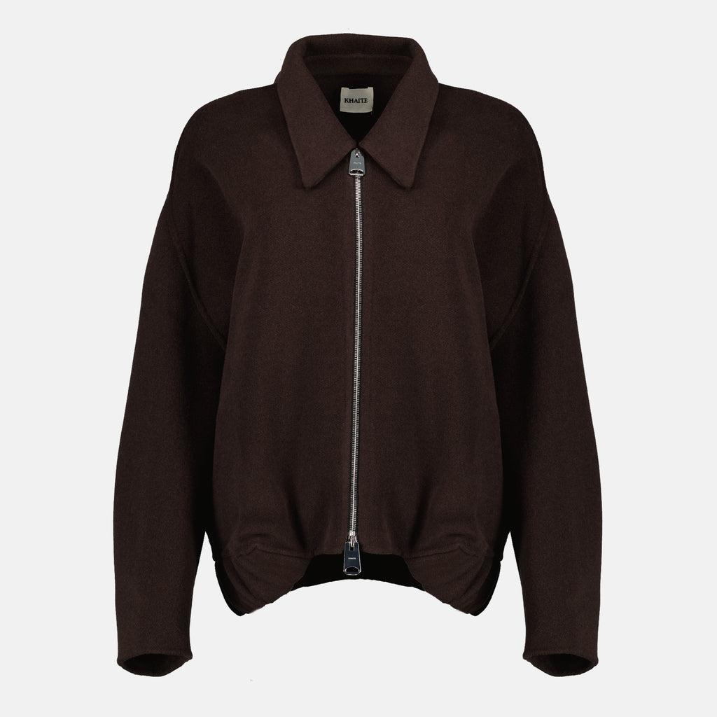 Image de l'article Veste Odin en laine marron de la marque Khaite pour Femme - Saison Automne-Hiver 2025 - Vue de Face