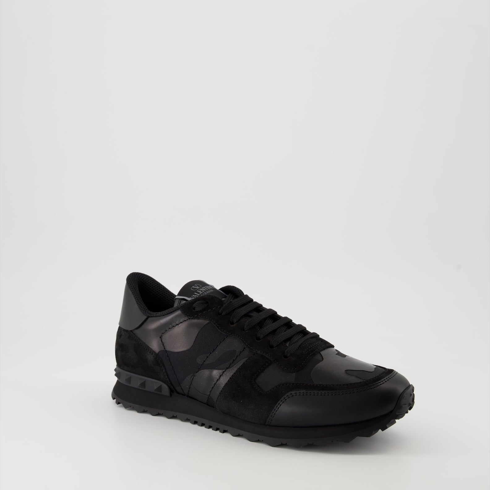 Baskets Baskets Rockrunner camouflage noir en tissu et nappa Valentino Garavani Noir Homme