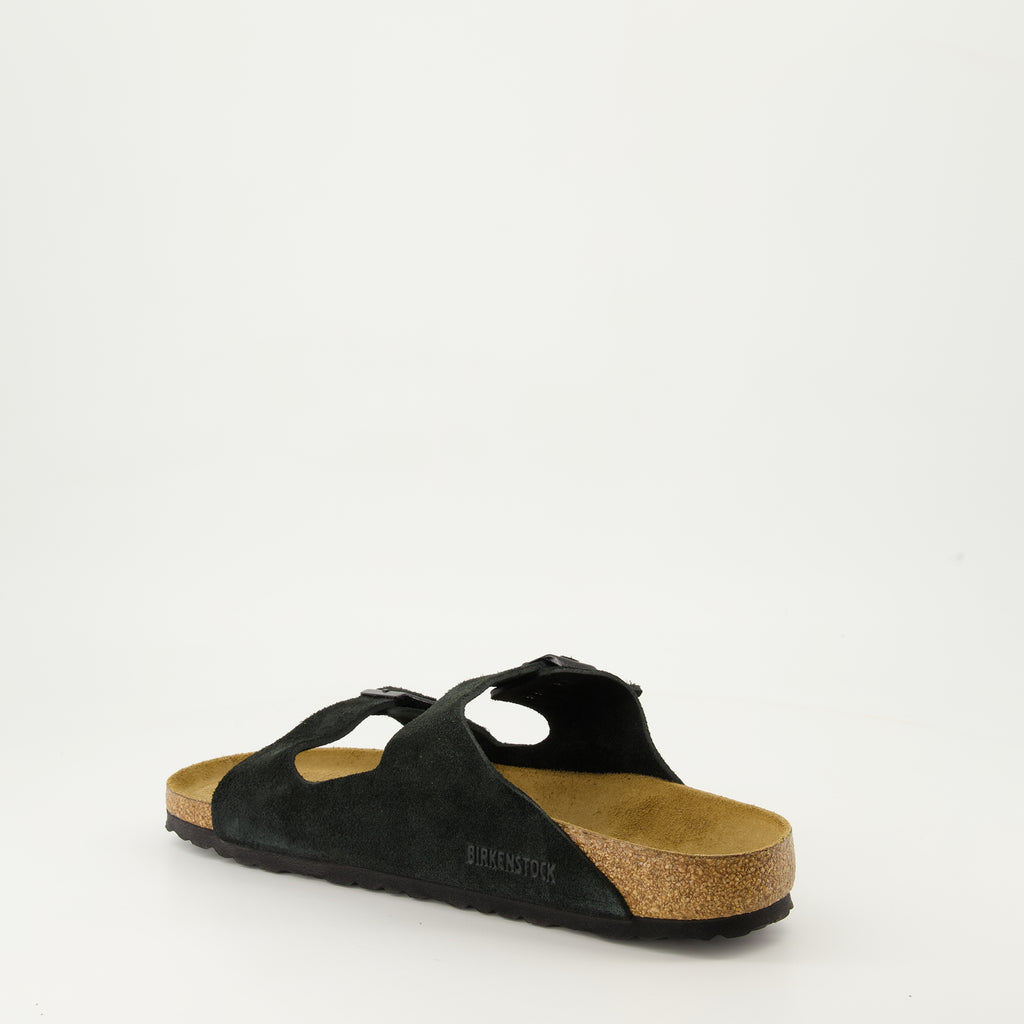 Open shoes Arizona Slippers Birkenstock Black Homme