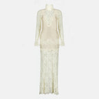 Robes Beige Lace Long Dress Rabanne Beige Femme