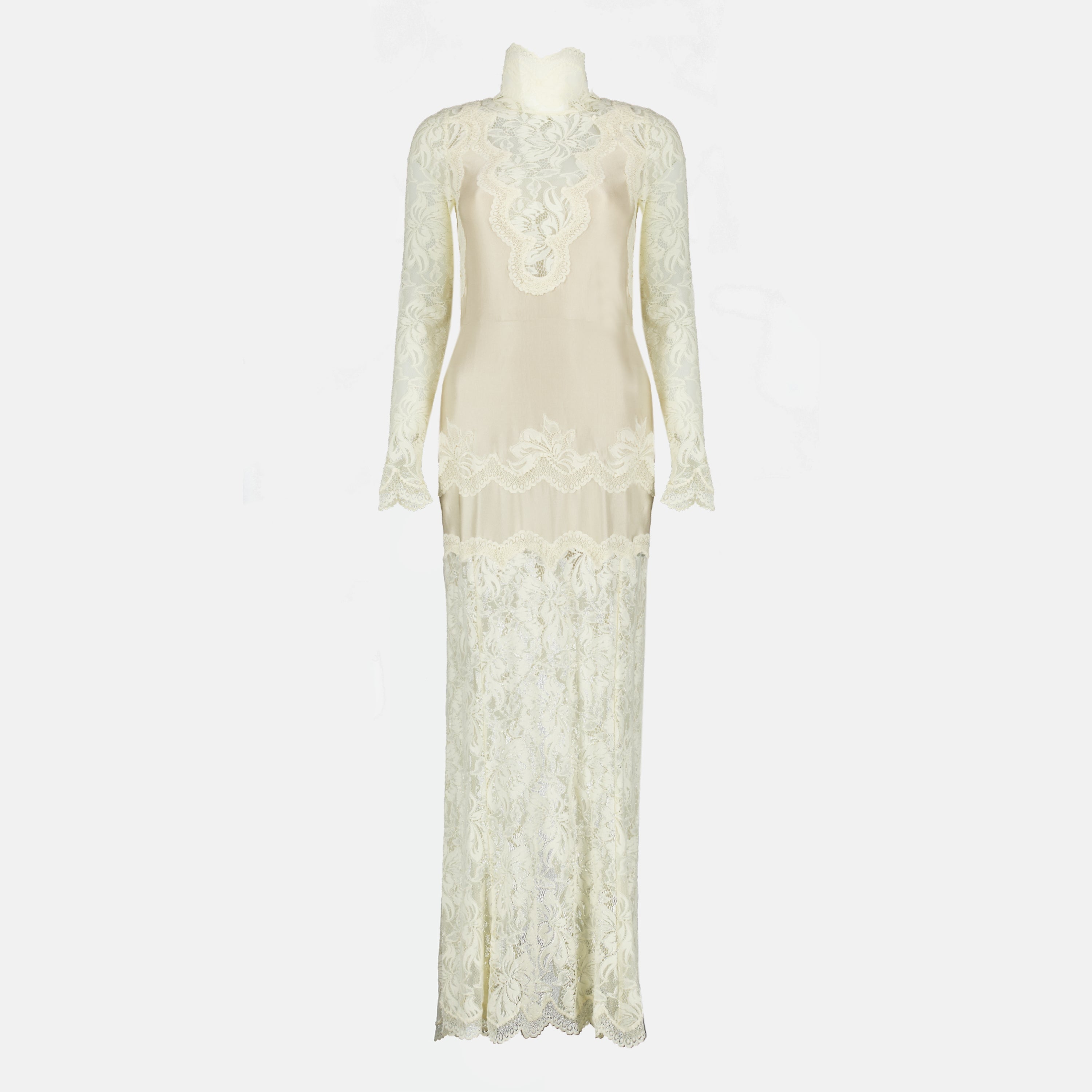 Robes Vestido Largo de Encaje Beige Rabanne Beige Femme