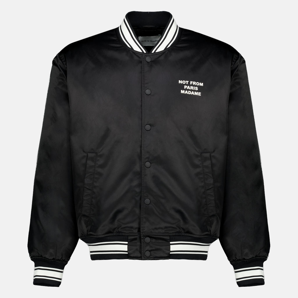 Vestes Schwarze Slogan Bomber Drole De Monsieur Noir Homme