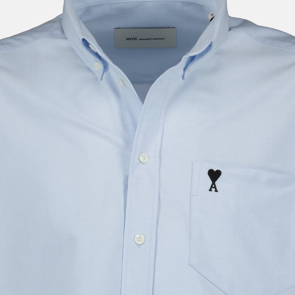 Imagen del artículo Camisa azul de algodón de la marca Ami PARIS para Hombre - Temporada Primavera-Verano 2026 - Vista Detallada 2