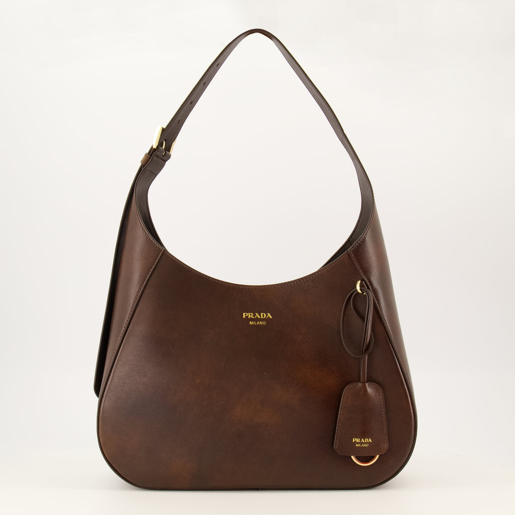 Sacs à main et épaule Braune Leder Boogie Tasche Prada Marron Femme