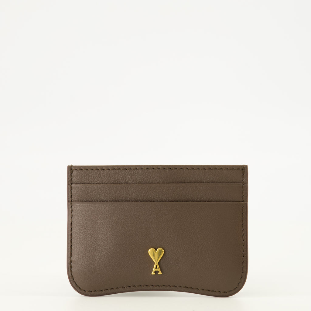 Petite maroquinerie Paris Paris Leather Card Holder in Brown Ami PARIS Marron Unisexe