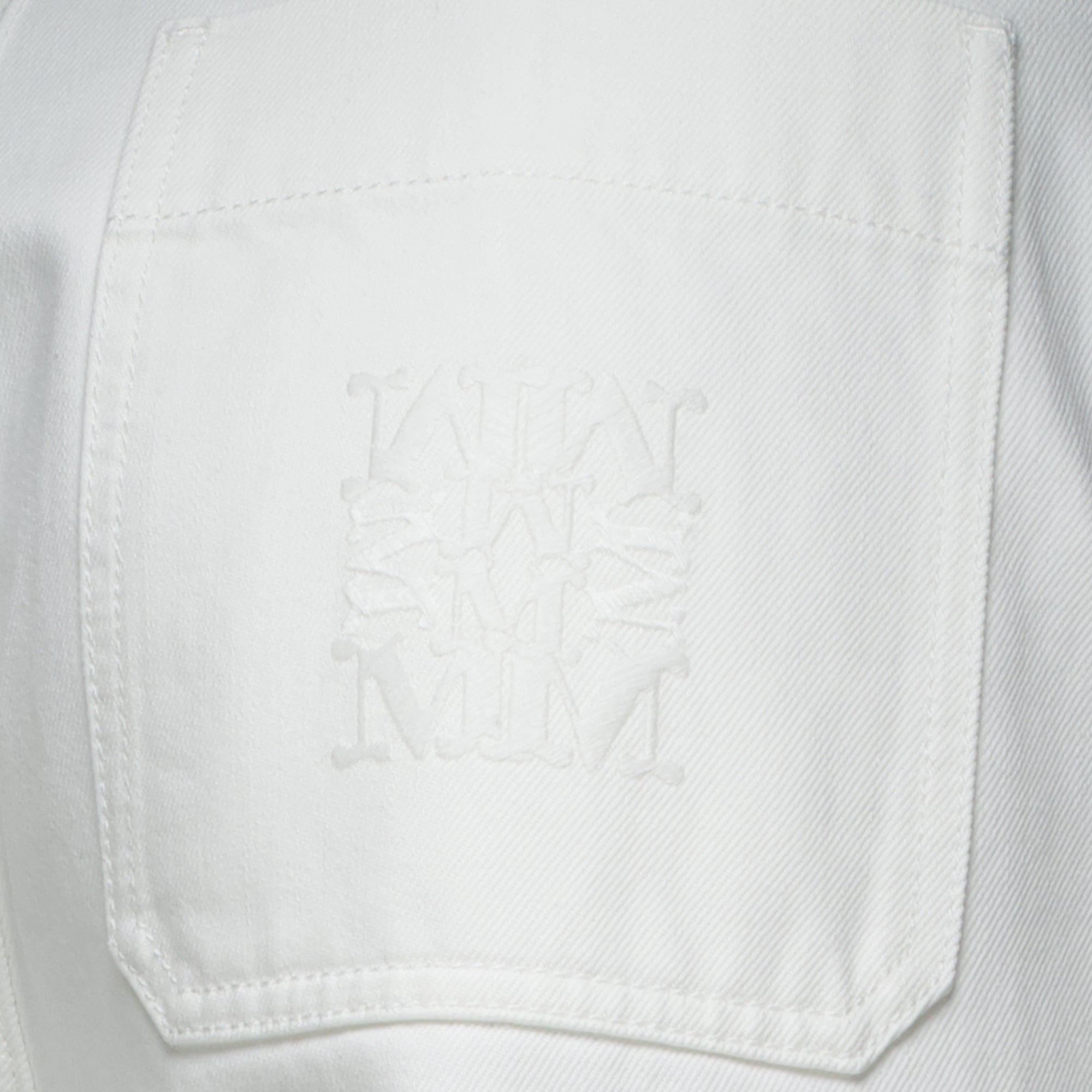 Pantalons 와이드 화이트 불 코튼 팬츠 Max Mara Blanc Femme