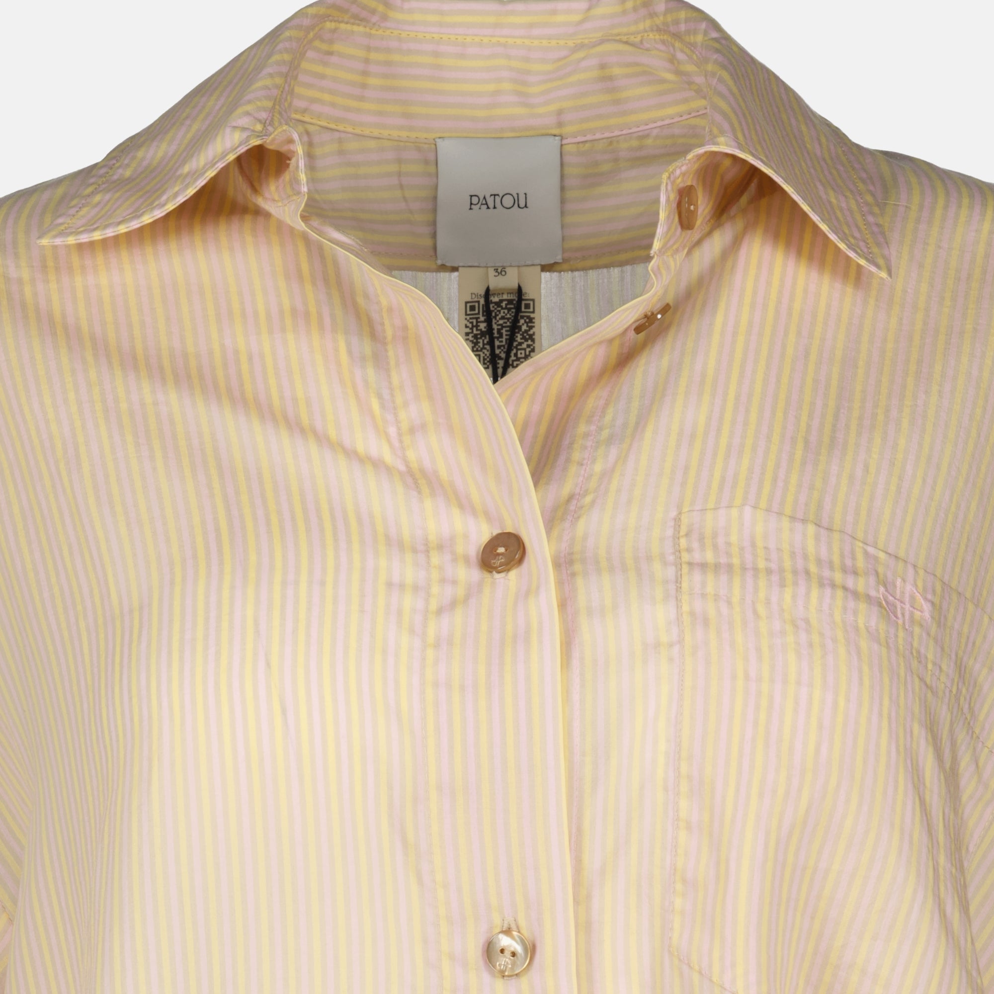 Chemises Camisa de Seda Rayada Oversized Beig Patou Rose Femme