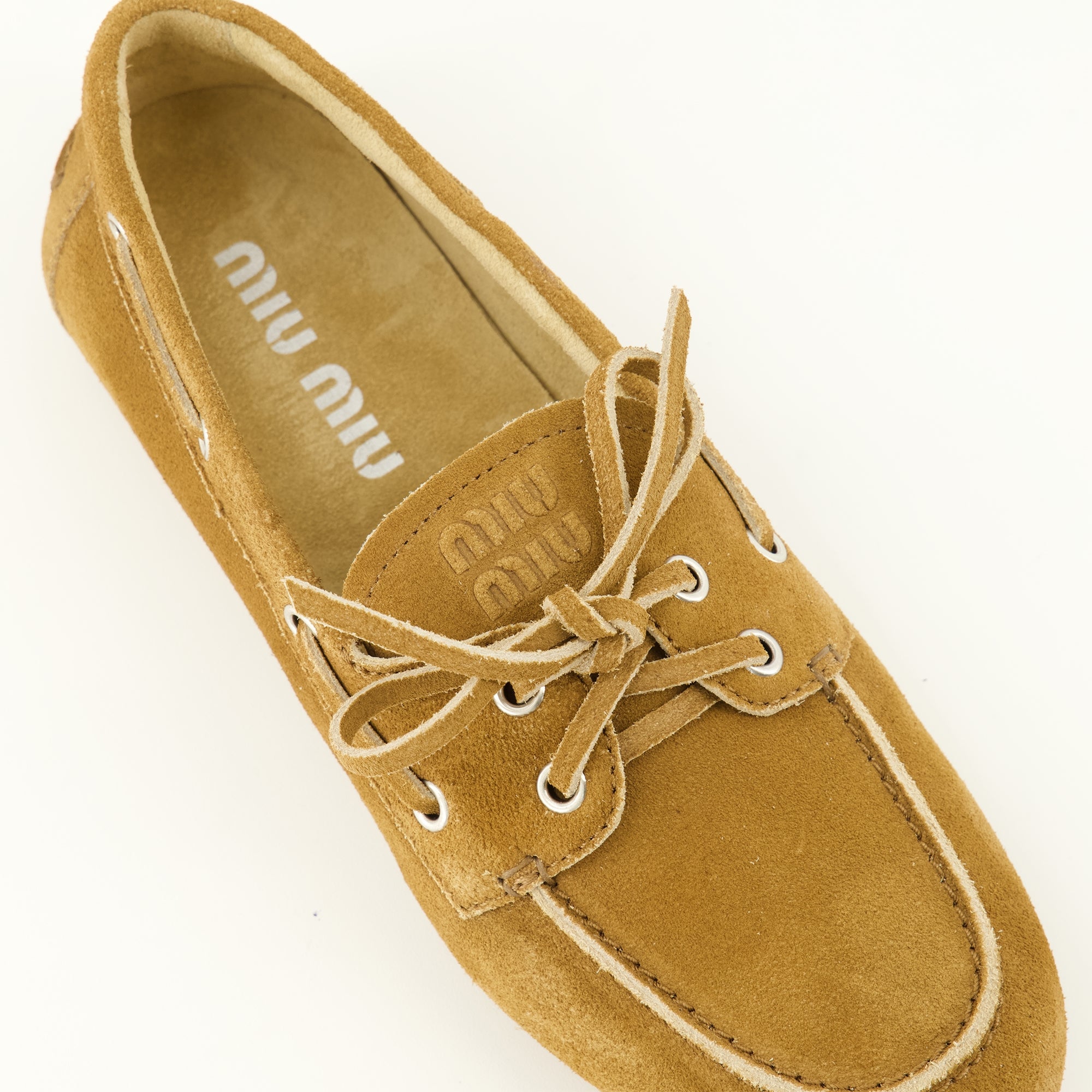 Mocassins Mocassins Deck en daim marron Miu Miu Marron Femme