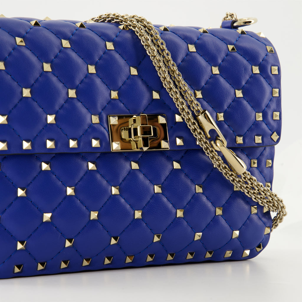 Borse a tracolla Sac Rockstud Spike moyen Valentino Garavani Blu Femme