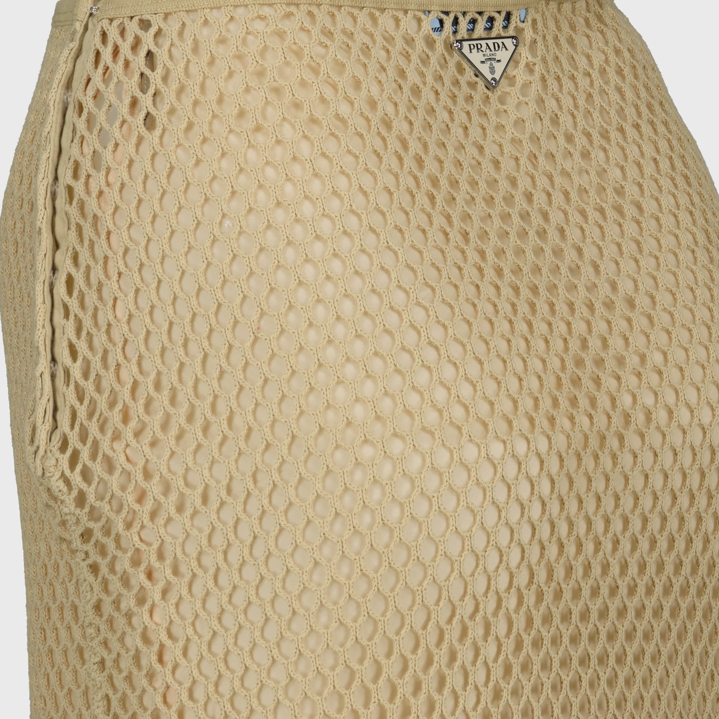 Jupes Jupe en mesh de coton Prada Beige Femme