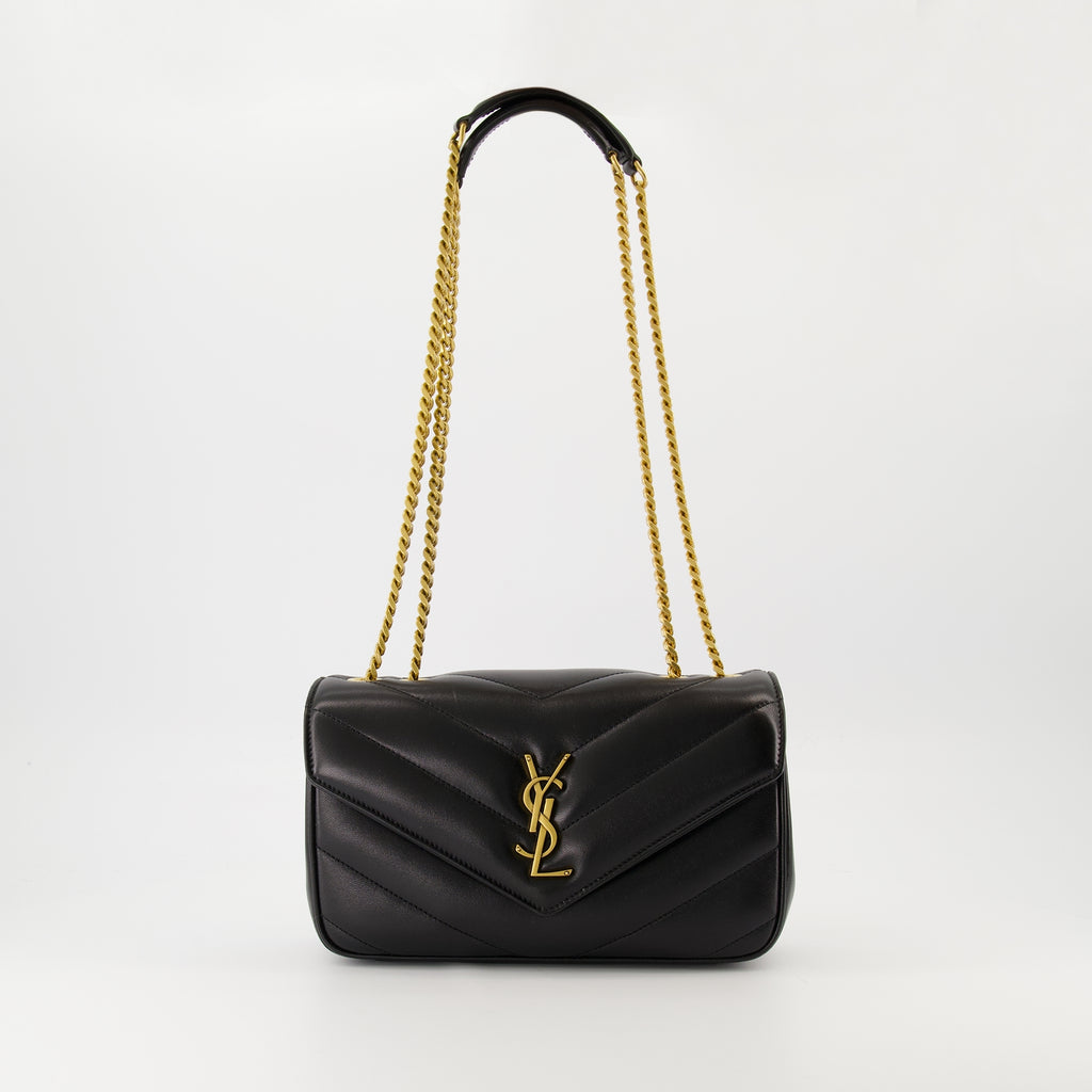 Sacs à main et épaule Bolsa Loulou Pequena em Pele Preta Saint Laurent Noir Femme