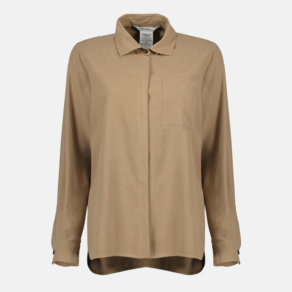 Imagen de la camisa de seda marrón de la marca Max Mara para Mujer - Temporada Primavera-Verano 2026 - Vista Frontal