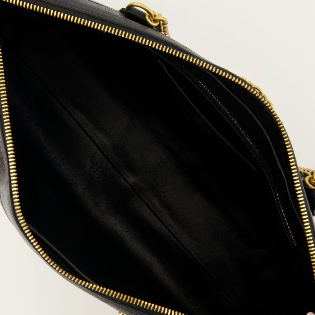 Sacs bandoulière Borsa Panthea in Pelle Nappa Nera Valentino Garavani Noir Femme
