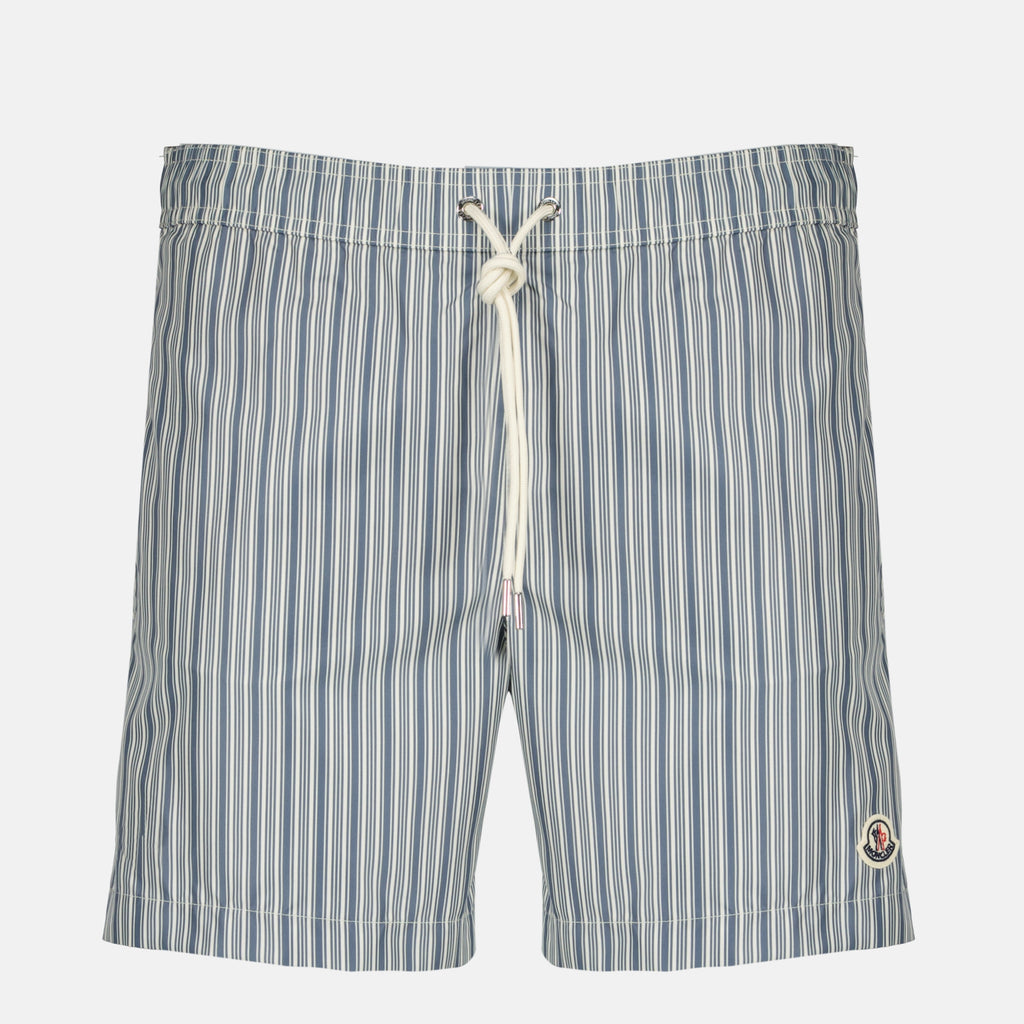 Beachwear Striped Nylon Swim Shorts Moncler Bleu foncé Homme