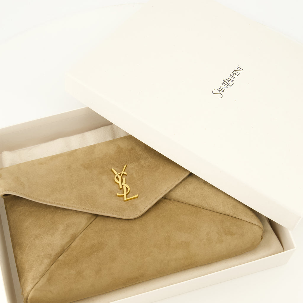 Pochettes Beige Wildleder Cassandre Pouch Saint Laurent Beige Femme