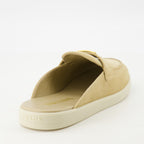 Chaussures ouvertes Mules en cuir velours Prada Beige Femme