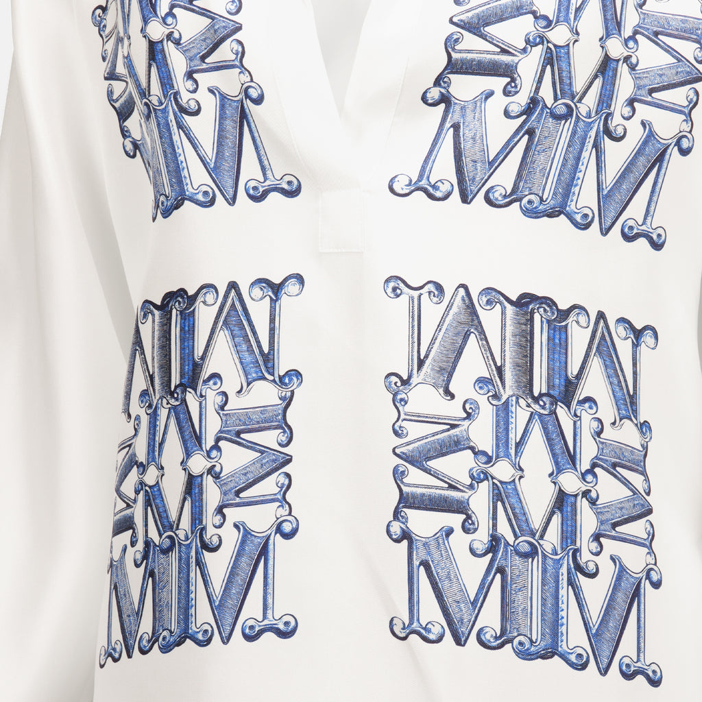 Chemises Chemise blanche en soie avec imprimé Max Mara Bleu Femme