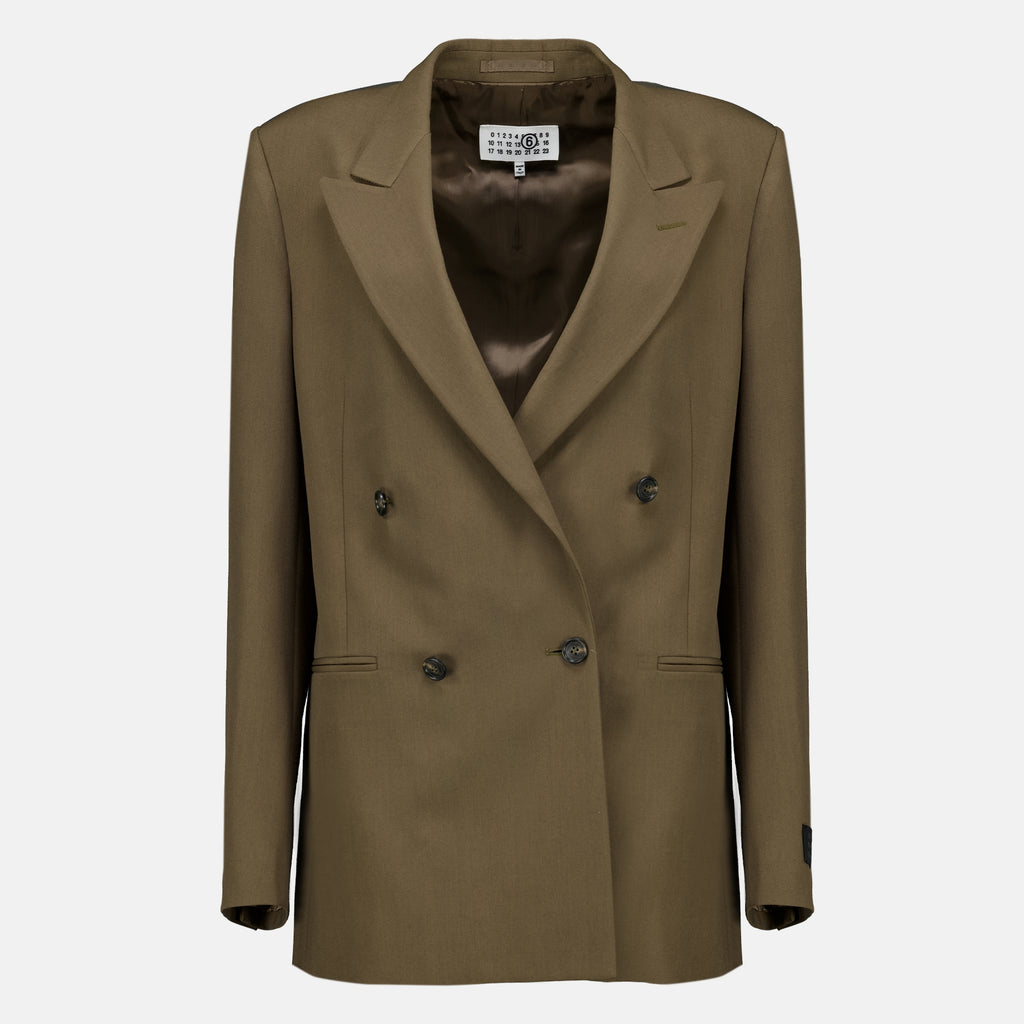 Vestes Blazer Numerico in Lana Kaki Mm6 Kaki Femme