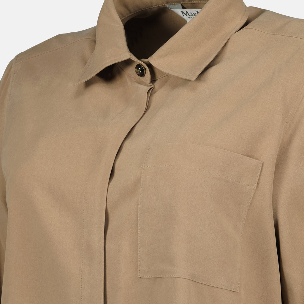 Imagen de la camisa de seda marrón de la marca Max Mara para Mujer - Temporada Primavera-Verano 2026 - Vista Detallada_1