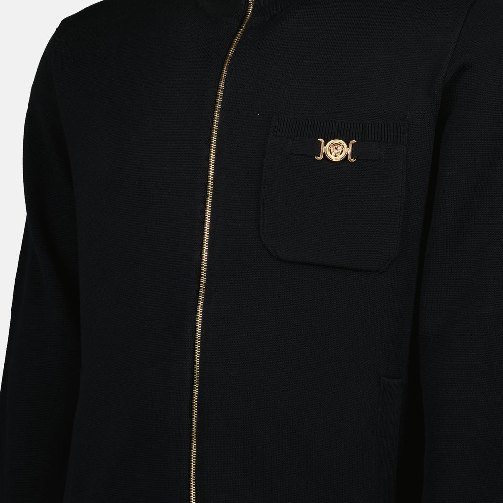 Sweatshirts Veste zippée en cachemire Versace Noir Homme