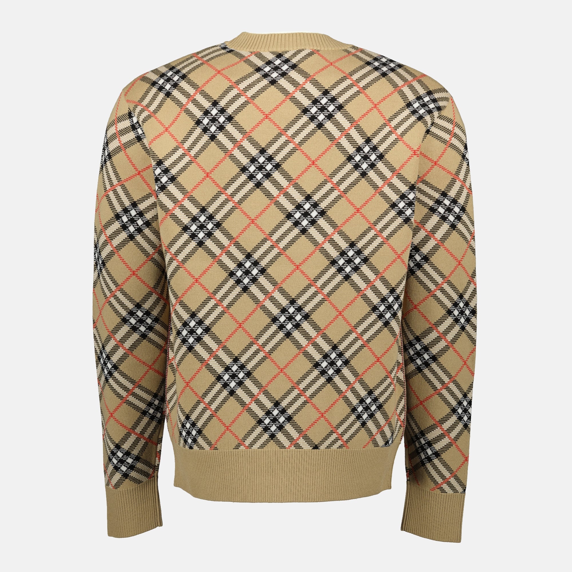 Image de l'article Pull à carreaux Check en laine de la marque Burberry pour Homme - Saison Printemps-Été 2026 - Vue de Dos