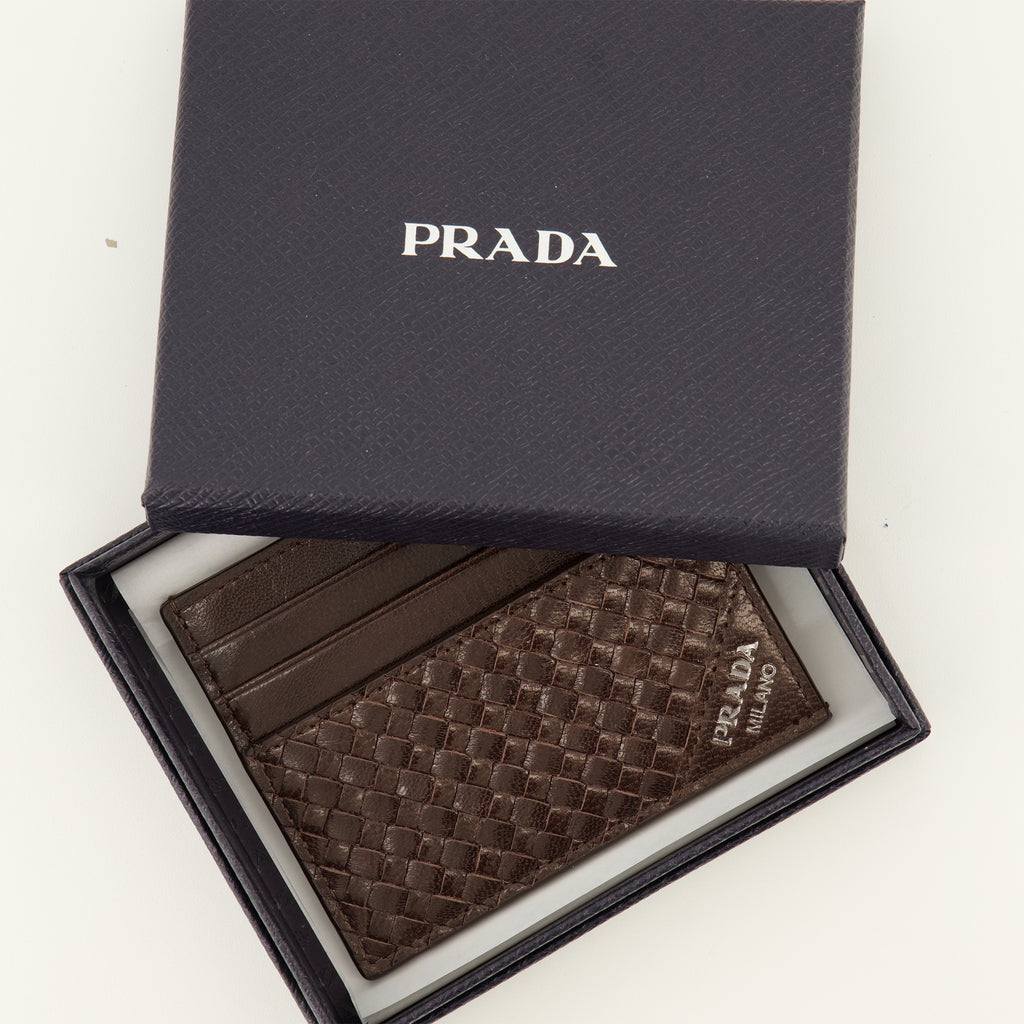 Petite maroquinerie Porte-cartes en cuir marron Prada Marron Homme
