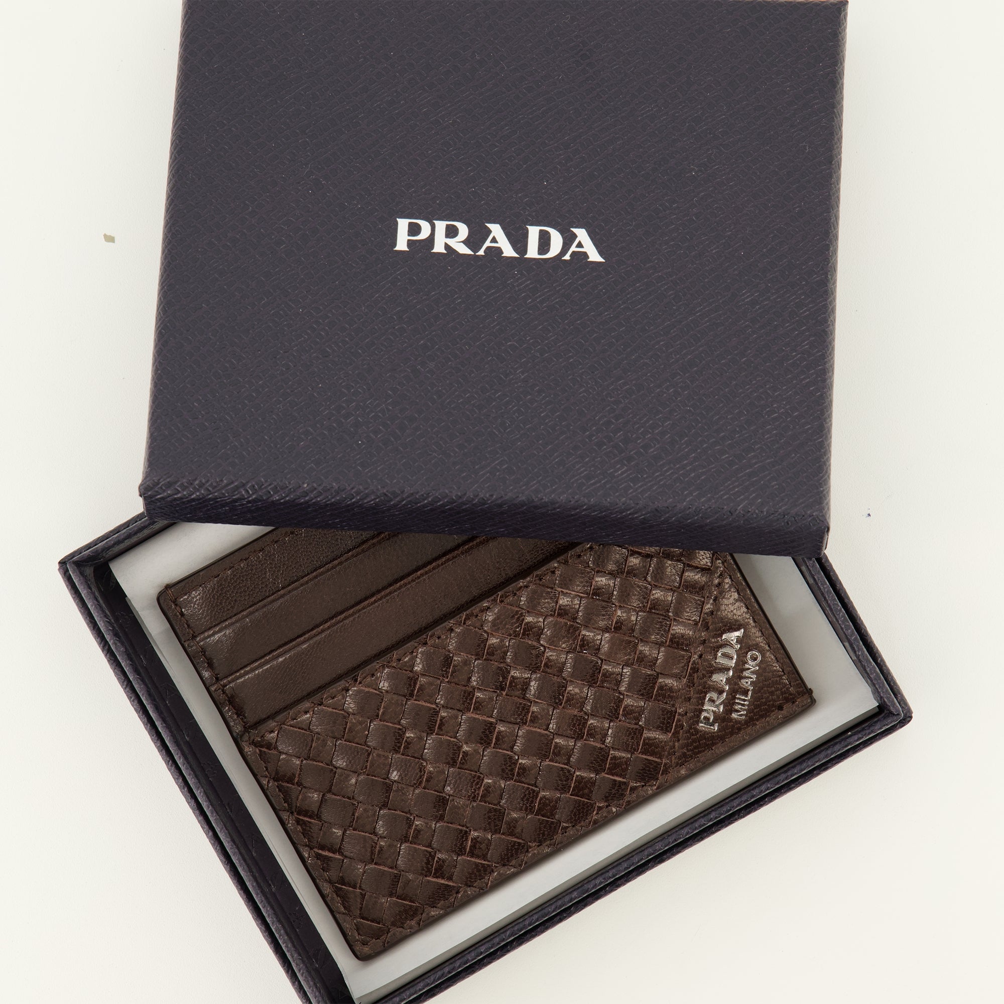 Petite maroquinerie Porte-cartes en cuir marron Prada Marron Homme