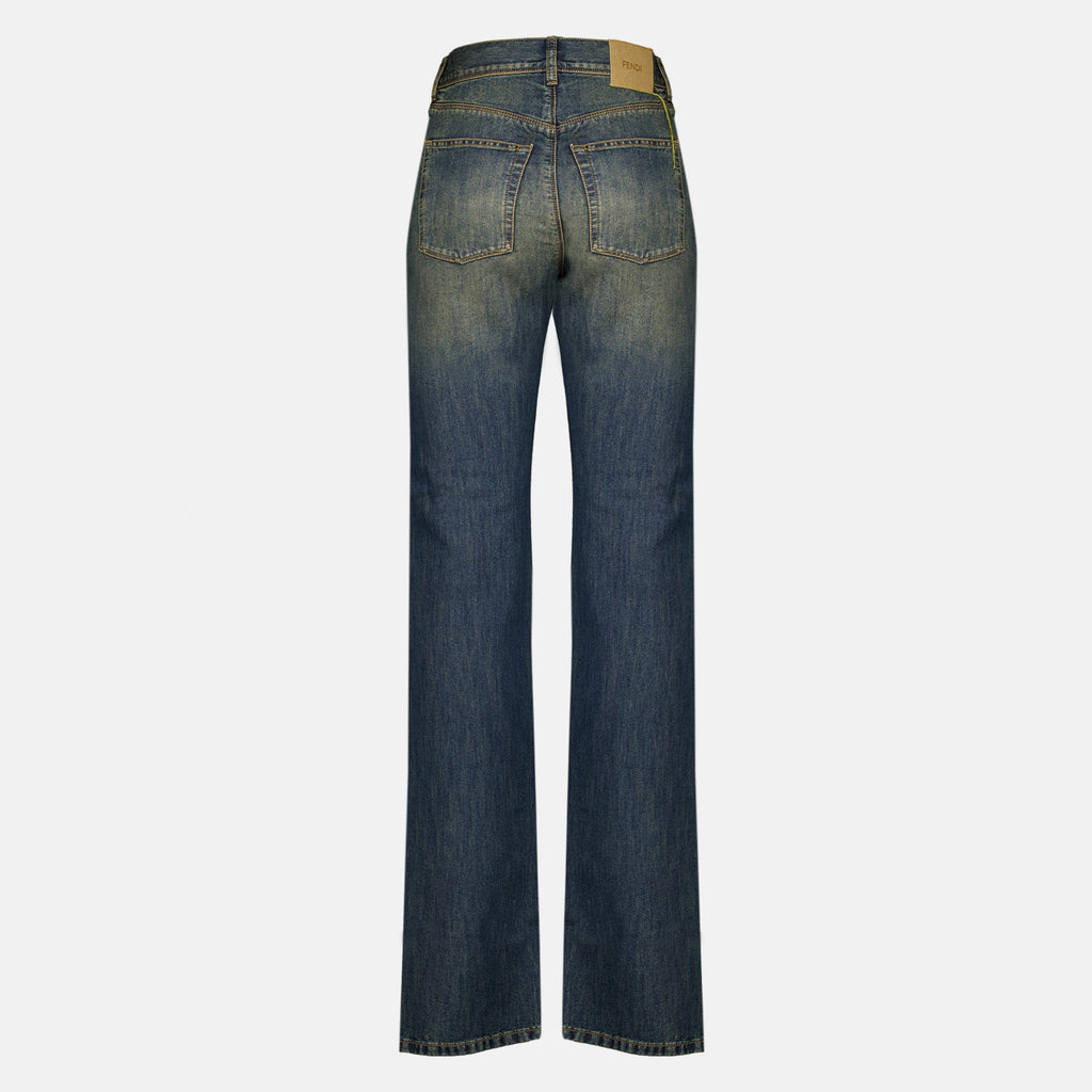 Pantalons Helle Blaue Ausgebleichte Denim Lange Jeans Fendi Bleu Homme