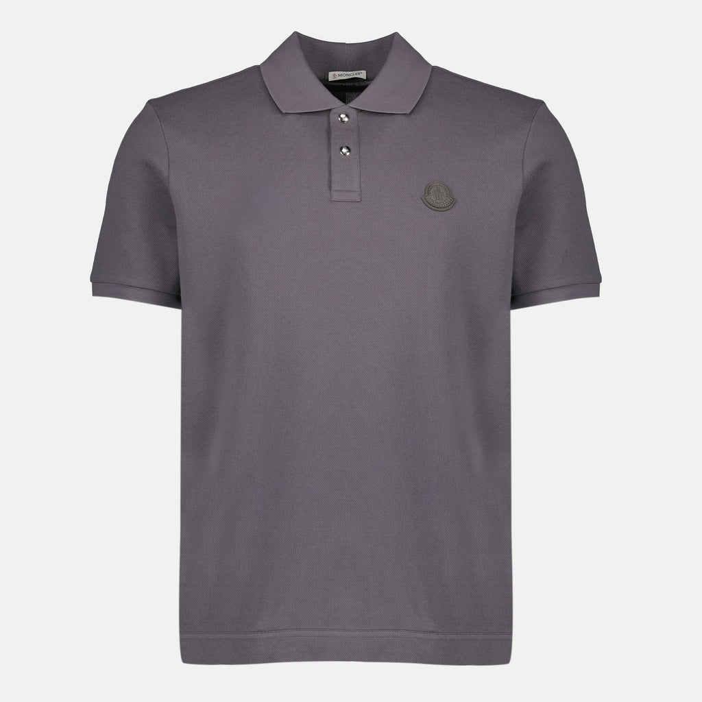 Image of the Moncler Men's gray logo cotton polo article - Spring-Summer 2026 - Front View