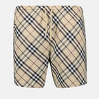 Beachwear Checked Swim Shorts Burberry Beige Homme