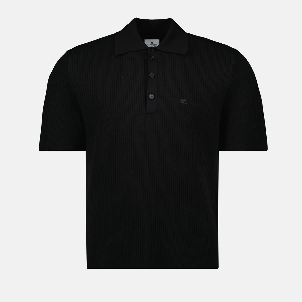 Polos Polo en maille côtelée Courrèges Noir Homme