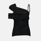 탑 블랙 비대칭 탑 Versace 검은색 Femme