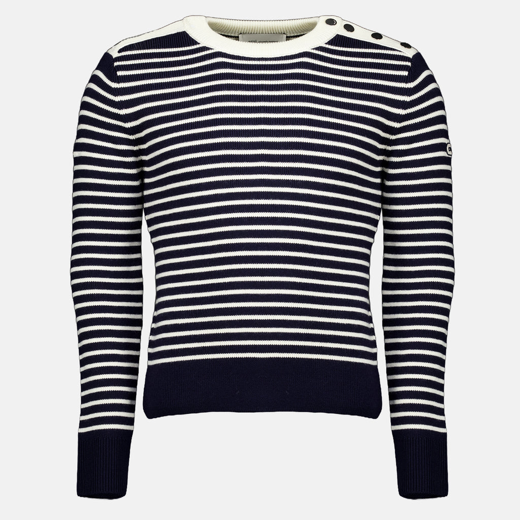 Sweatshirts Pull marinière bleu en laine Ami PARIS Bleu foncé Unisexe