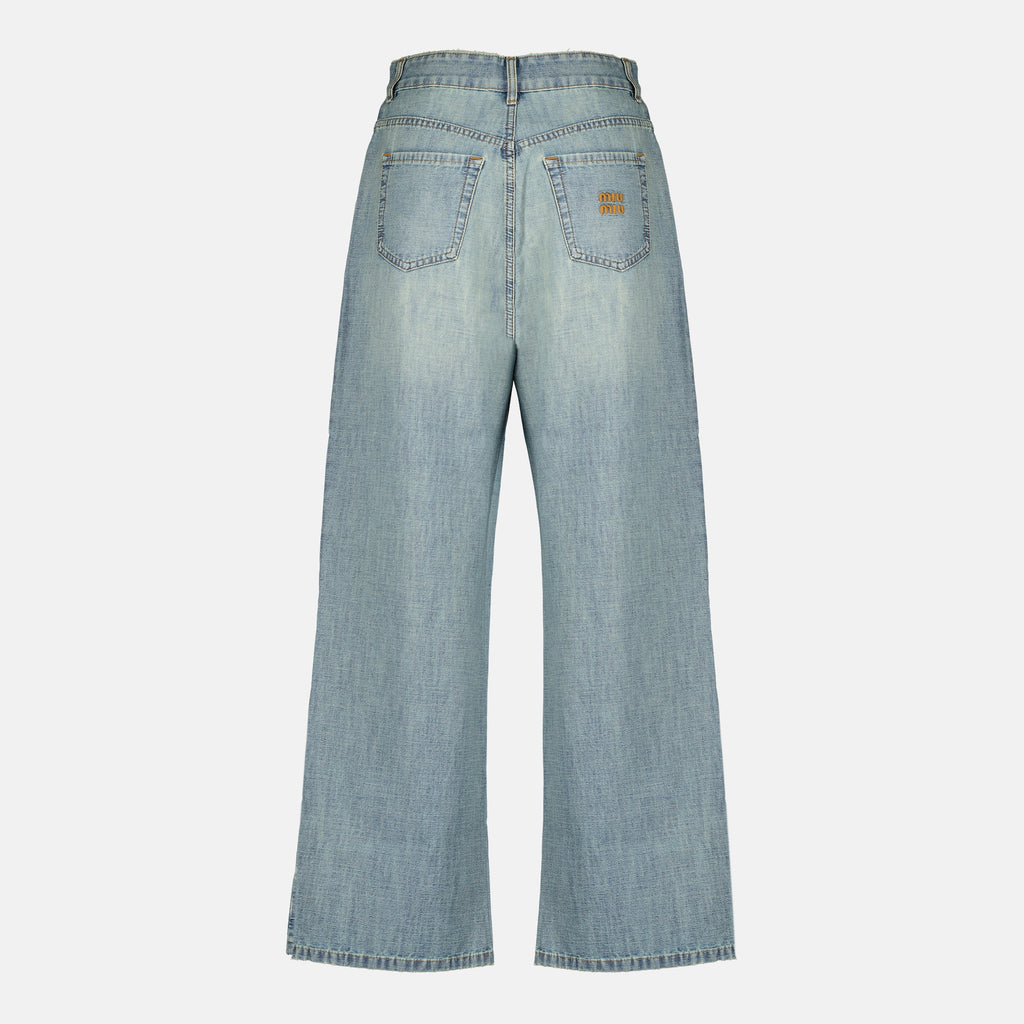 Pantalons Jean en chambray bleu Miu Miu Bleu Femme