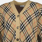 Knitted Check Plaid Cardigan Burberry Beige Women