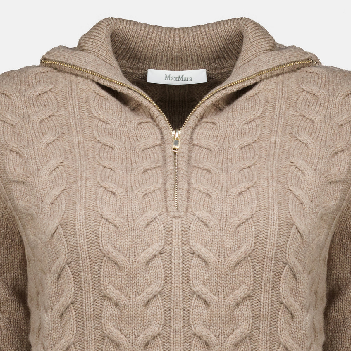 Maille Pull à zip en cachemire Max Mara Beige Femme