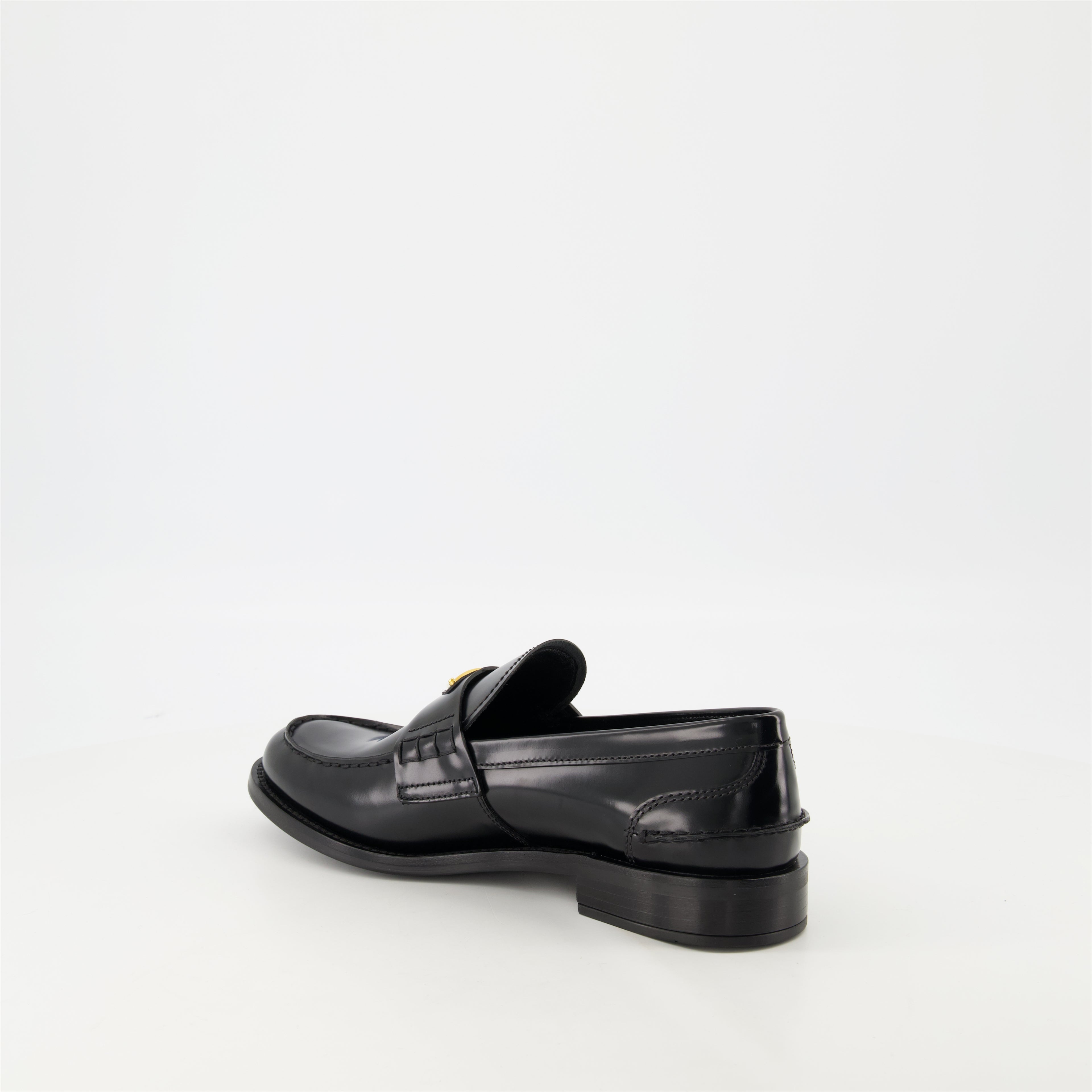 Loafers Black Leather Loafers Prada Black Femme