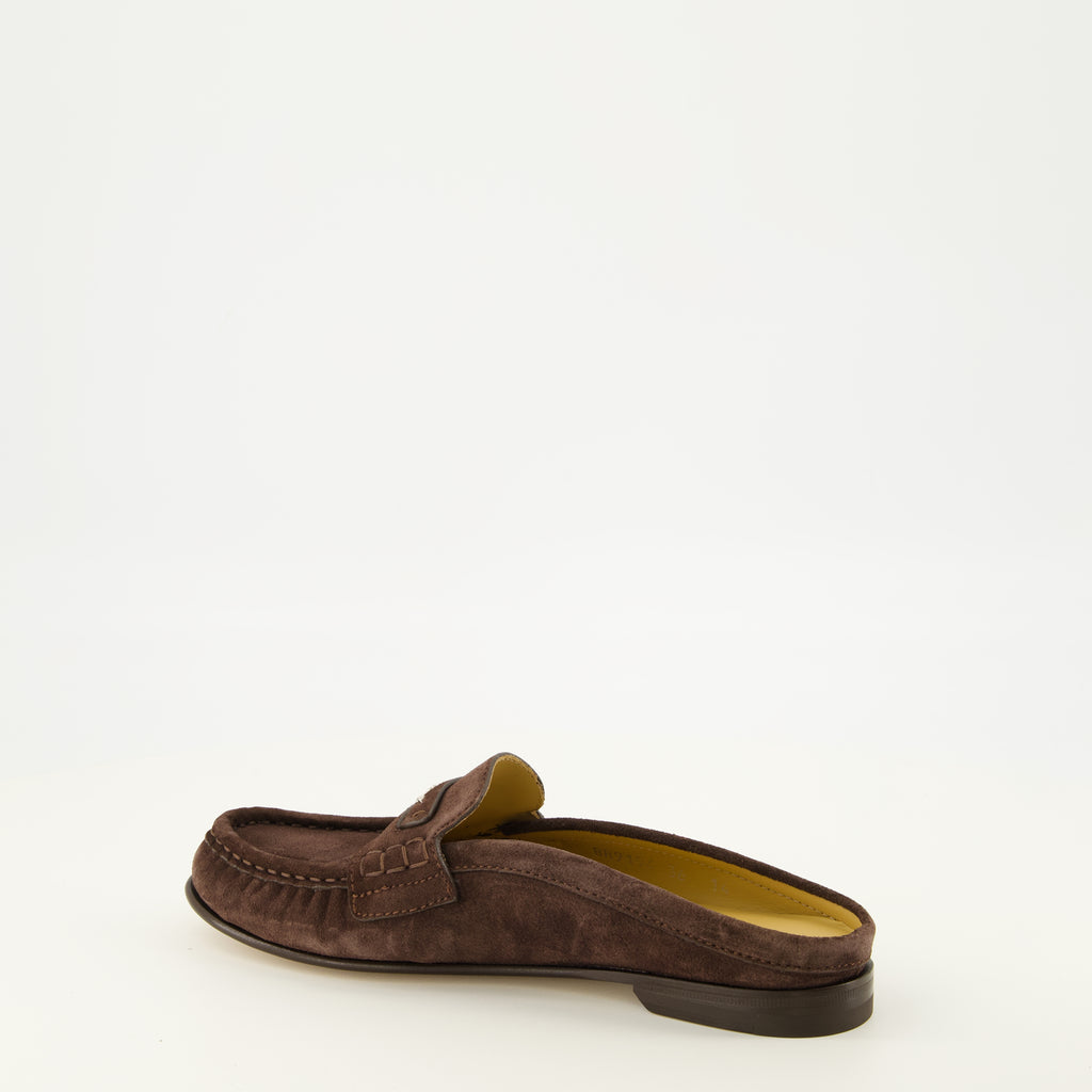 Chaussures ouvertes Mules de Camurça Castanha Fendi Marron Femme